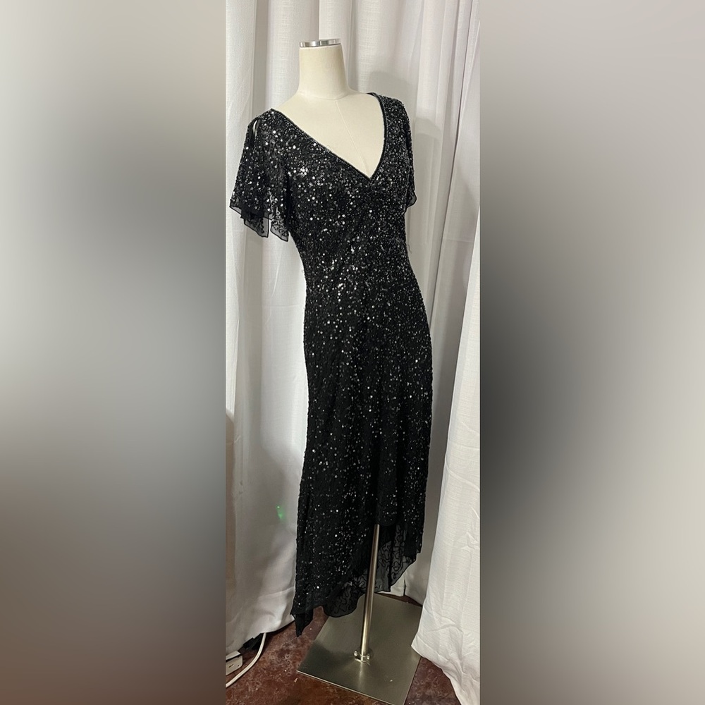 Vintage Together Black Silk Sequined Gown